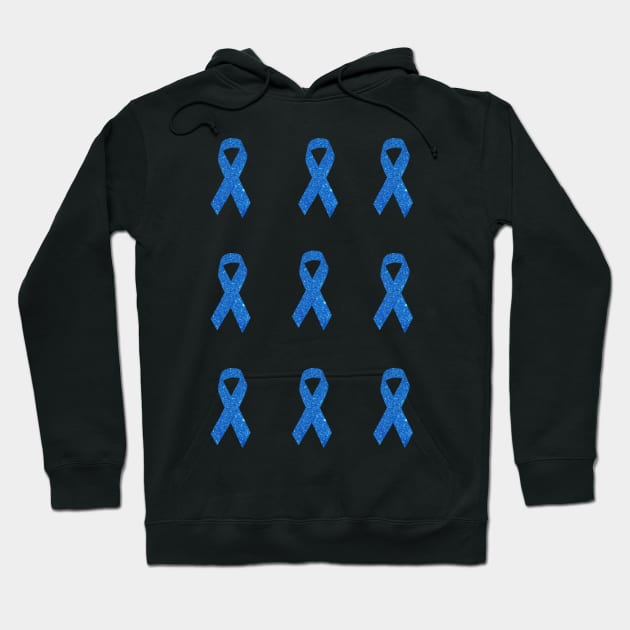 Blue Faux Glitter Awareness Ribbon Pack Hoodie by Felicity-K